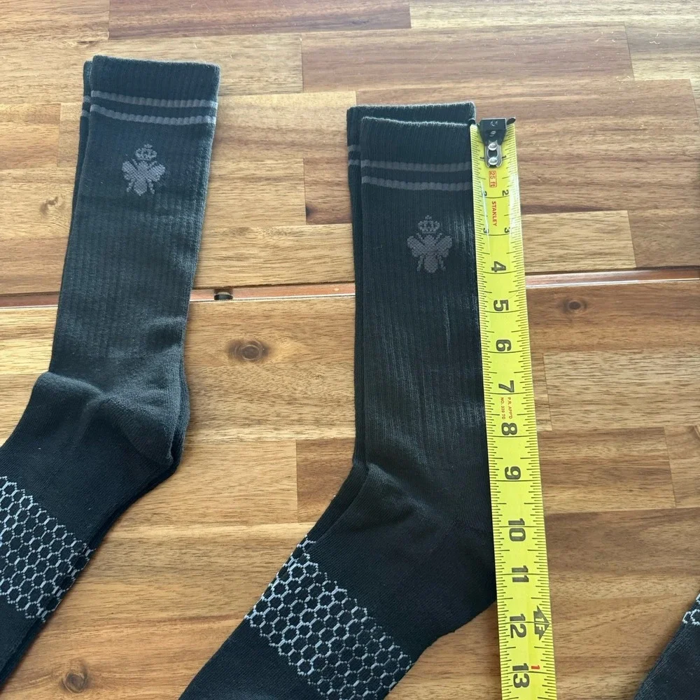 LOT OF 3 Bombas Men's Crew Socks XL Black/Gray Compression Athletic Running NEW